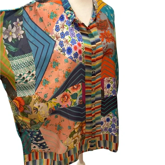 JOHNNY WAS Imagination Kari Button Down Women’s Top. Size L. NWT - Picture 7 of 16